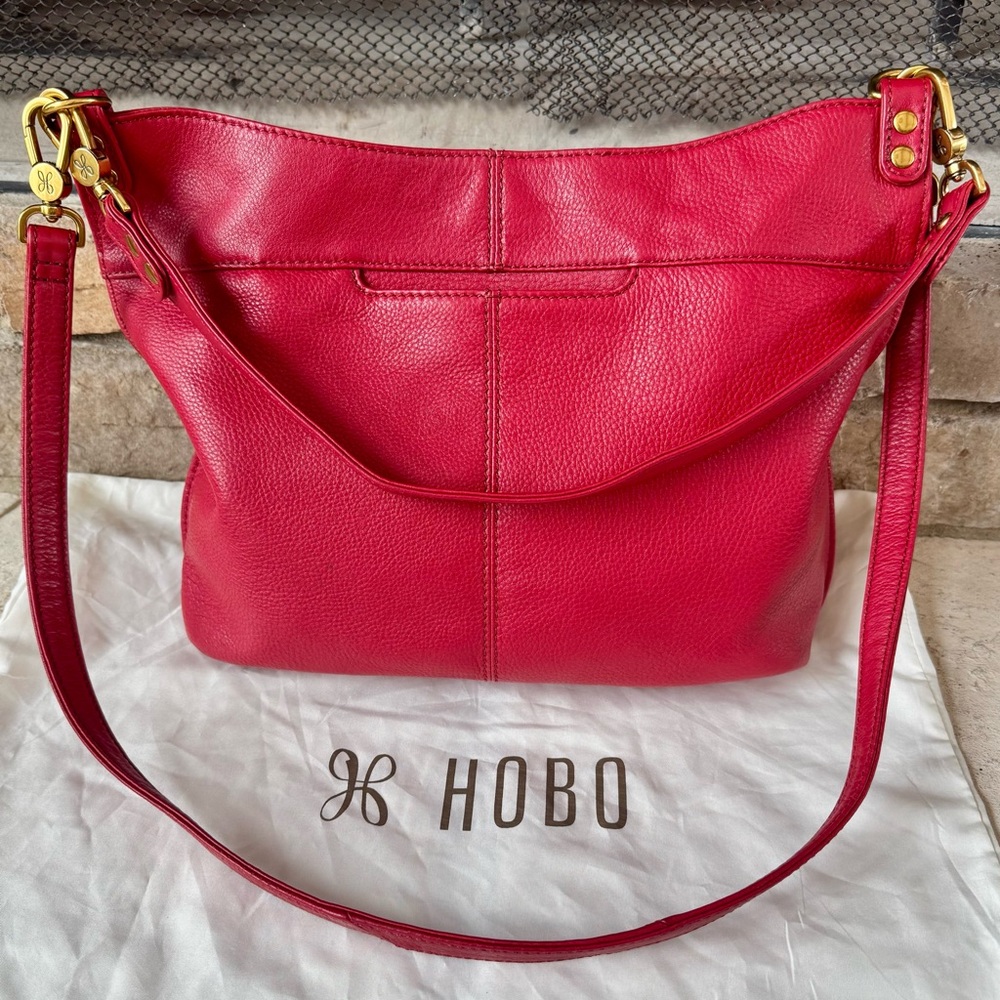 HOBO Pier Shoulder Bag in Scarlet Red Leather